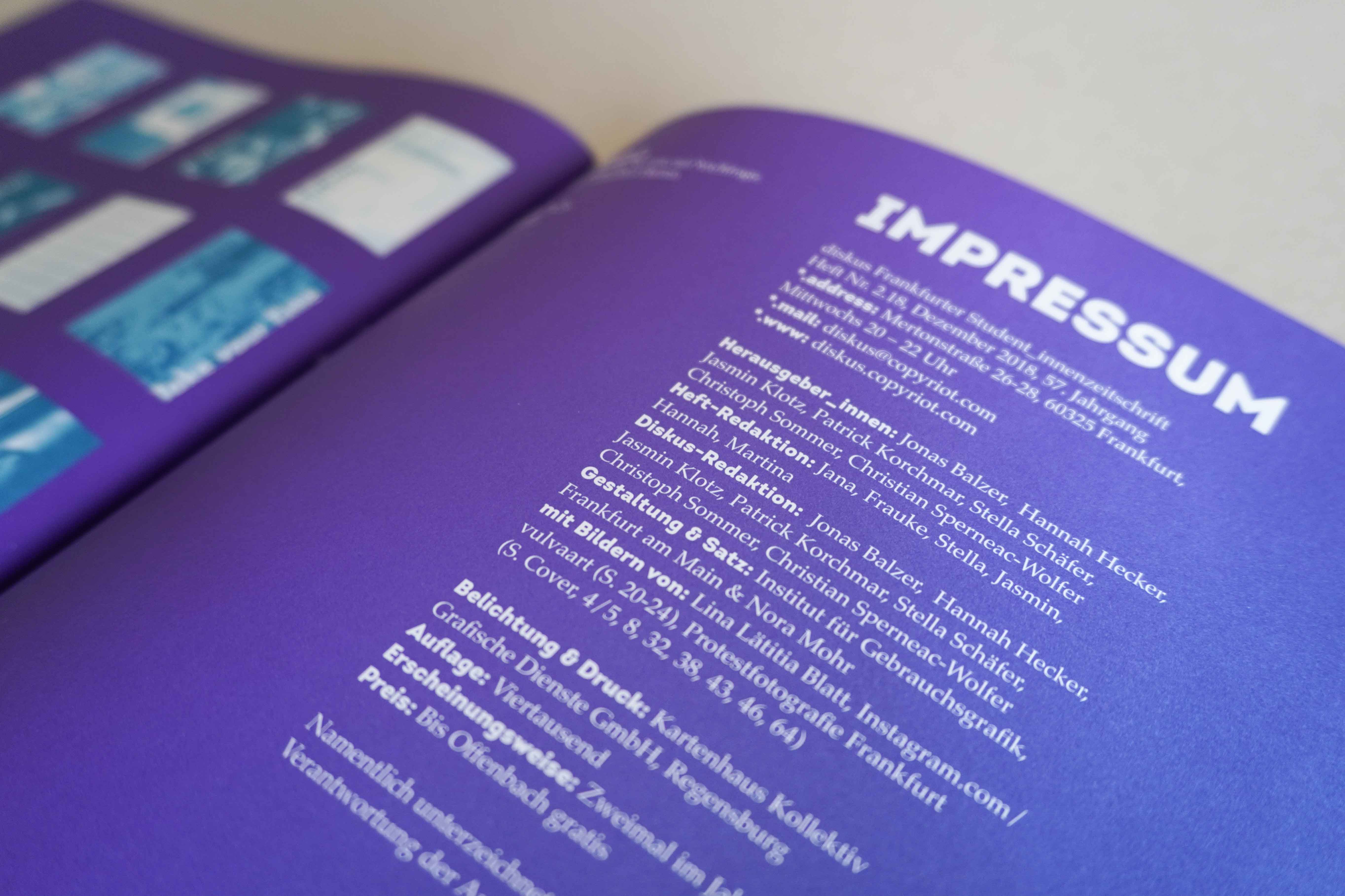 Diskus 2018/2 – Impressum