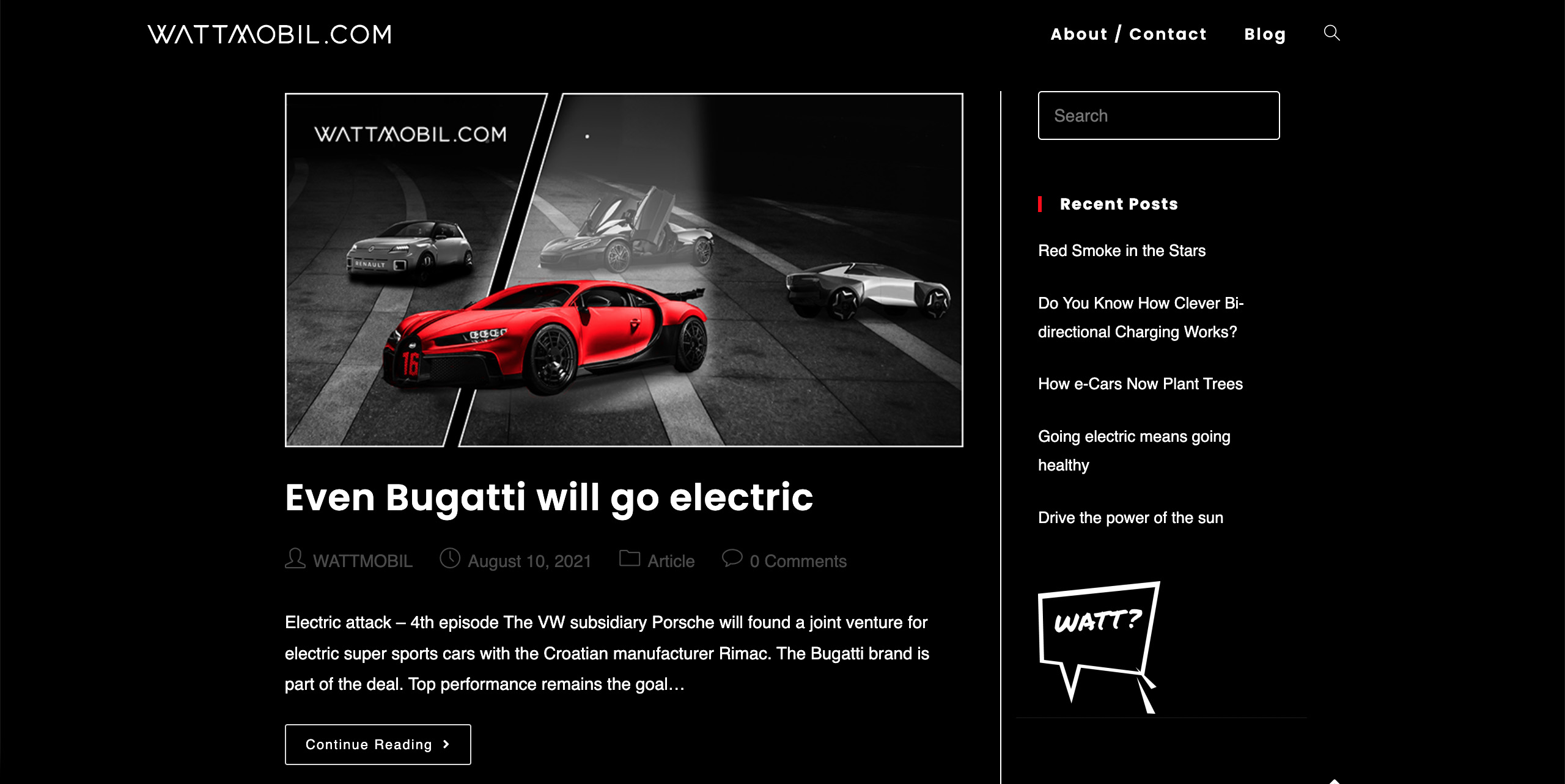 Wattmobil – Website – Blog Page