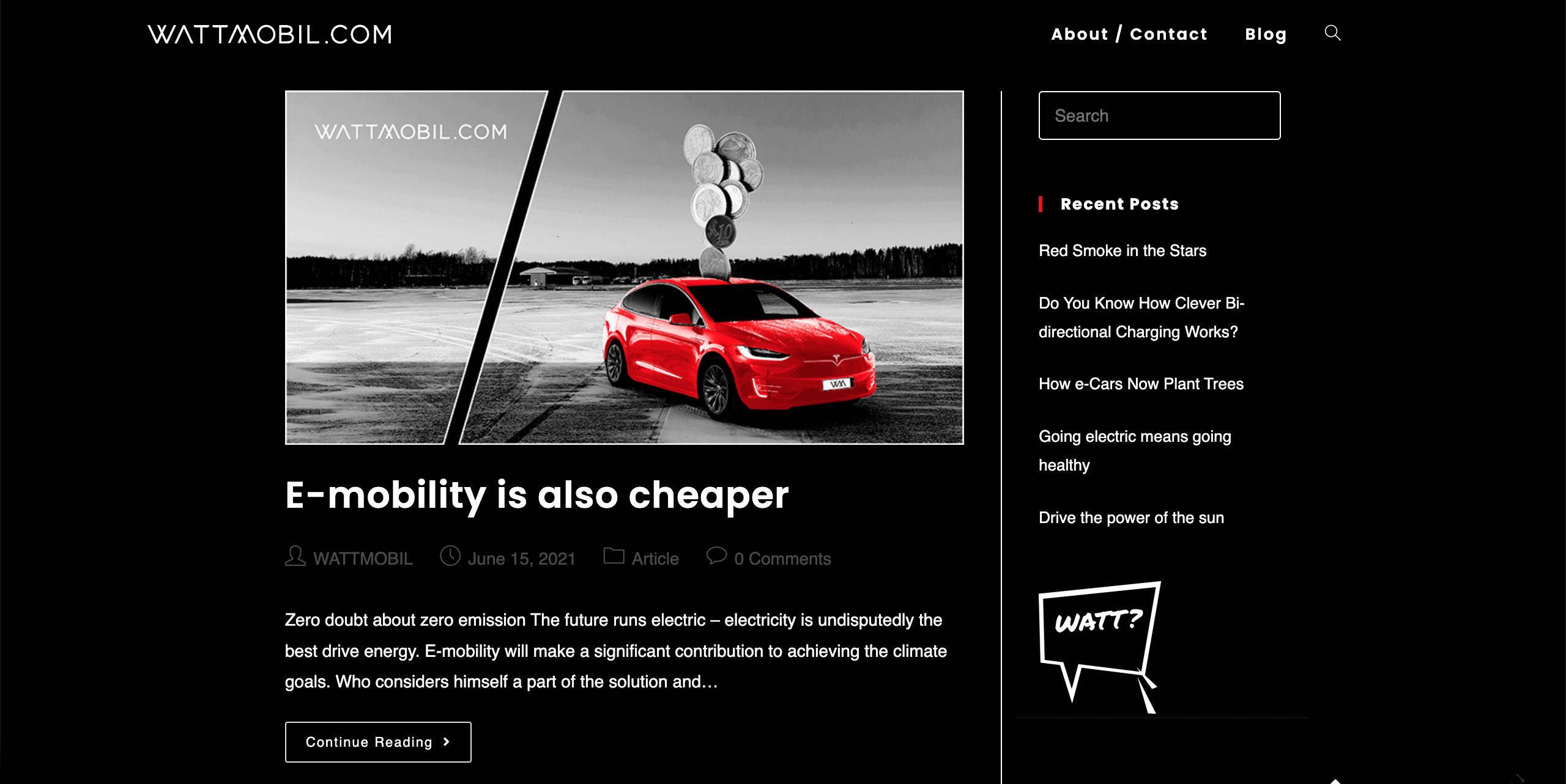 Wattmobil – Website – Blog Page