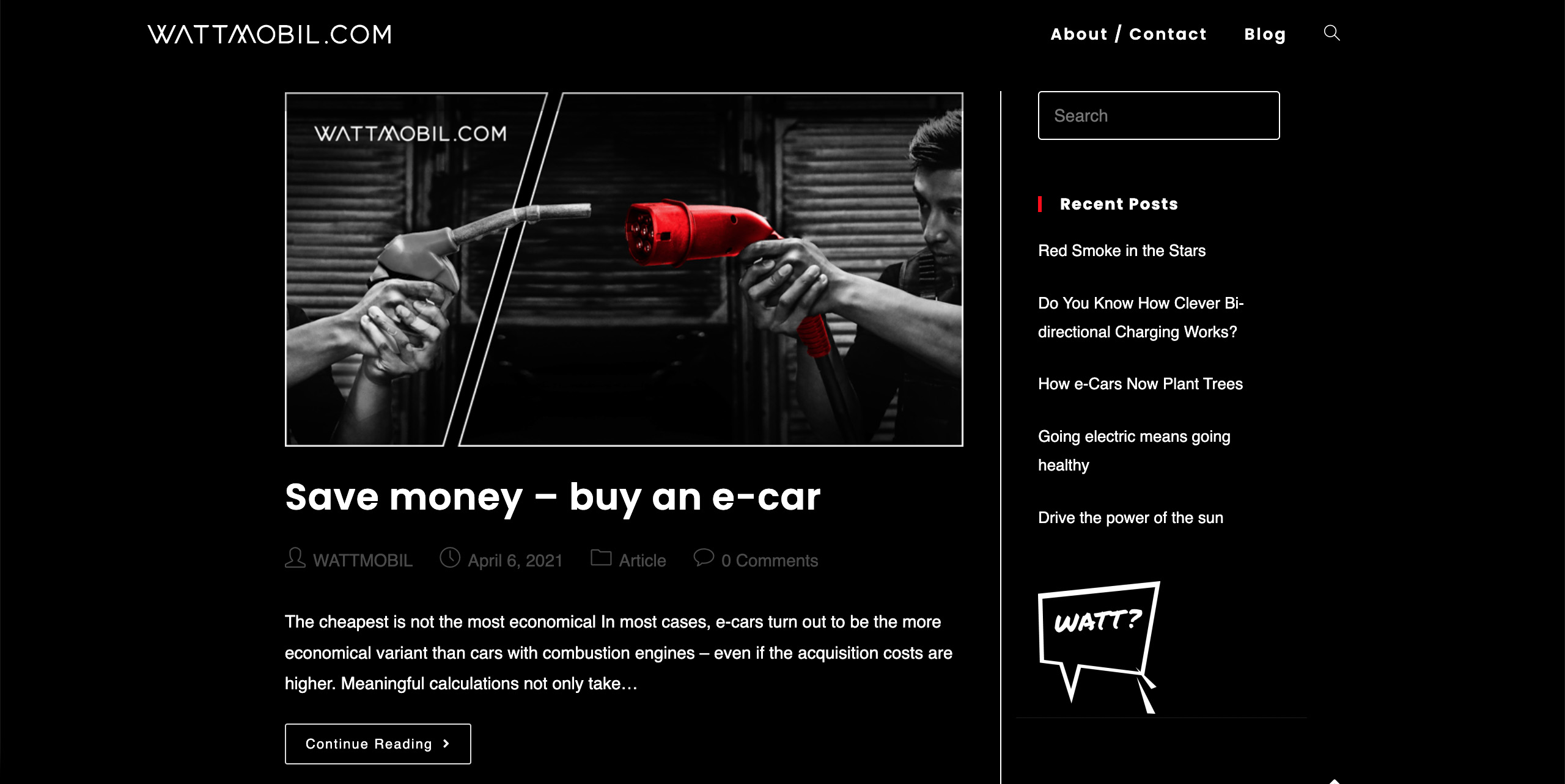 Wattmobil – Website – Blog Page
